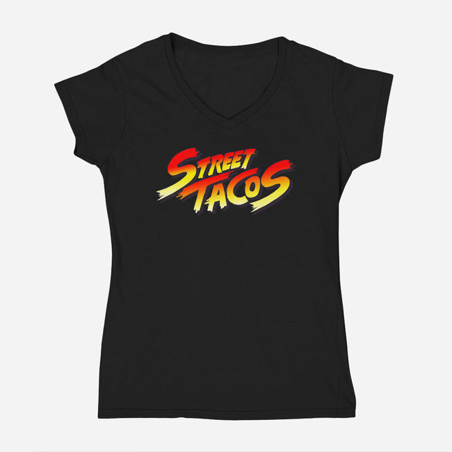 Street Tacos-womens v-neck tee-Wenceslao A Romero
