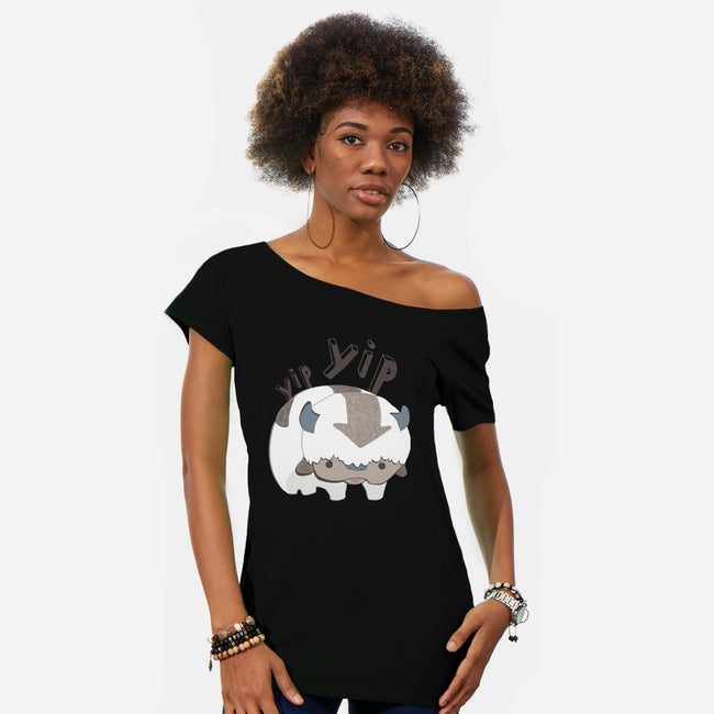 Let's Fly-womens off shoulder tee-StinkPad