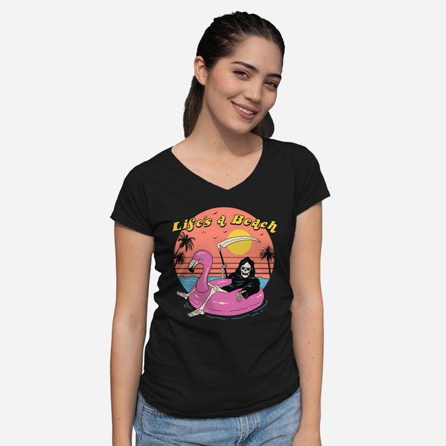 Life's a Beach-womens v-neck tee-vp021