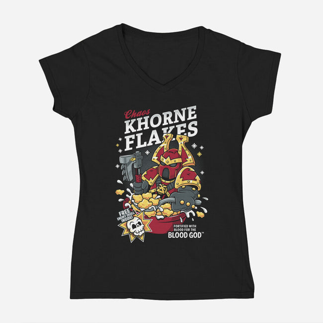 Khorne Flakes-womens v-neck tee-Nemons