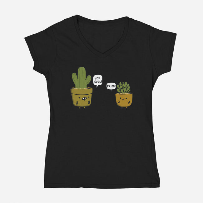 Succ and Prick-womens v-neck tee-Farty Plants