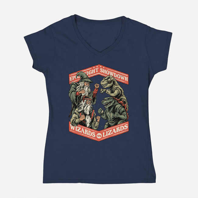 Wizards vs Lizards-womens v-neck tee-glitchygorilla