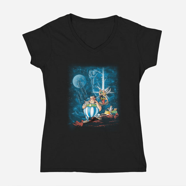 Gaul Wars-womens v-neck tee-trheewood