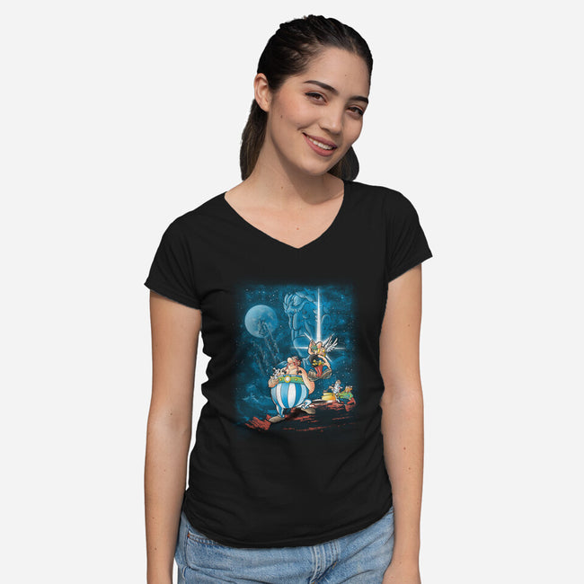 Gaul Wars-womens v-neck tee-trheewood