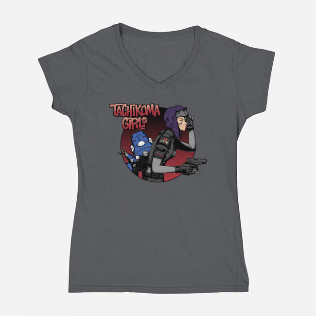 Robot Girl-womens v-neck tee-pigboom