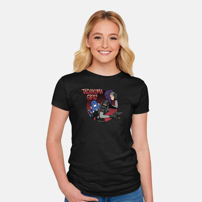 Robot Girl-womens fitted tee-pigboom