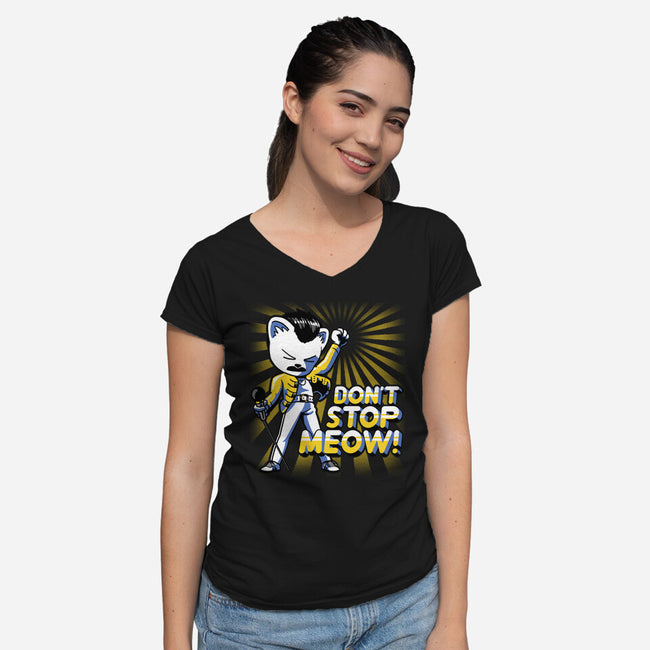 Don't Stop Meow-womens v-neck tee-estudiofitas