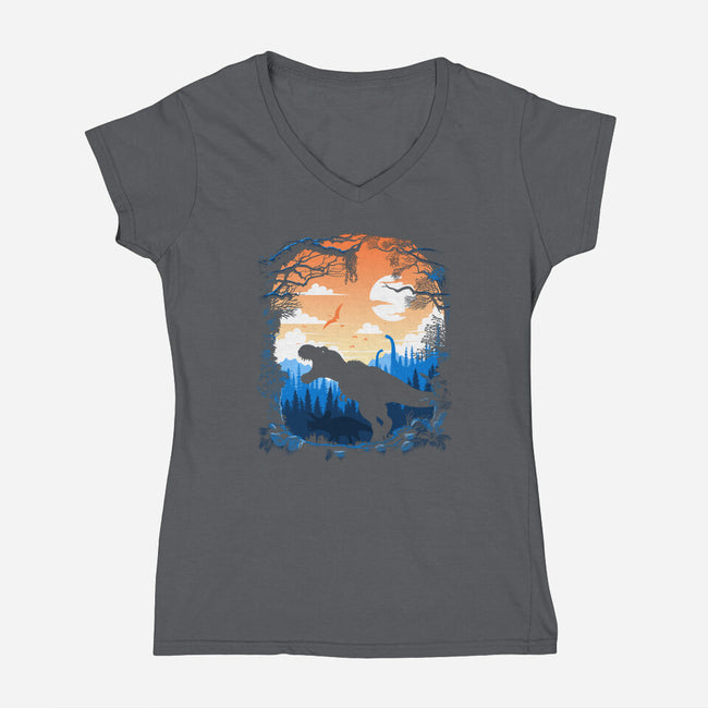 Sunset Rex-womens v-neck tee-albertocubatas
