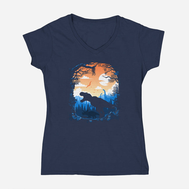 Sunset Rex-womens v-neck tee-albertocubatas