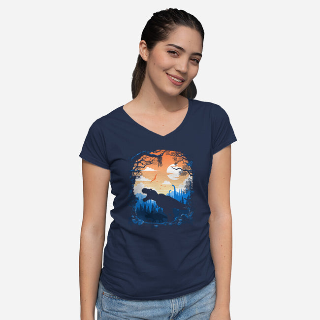 Sunset Rex-womens v-neck tee-albertocubatas