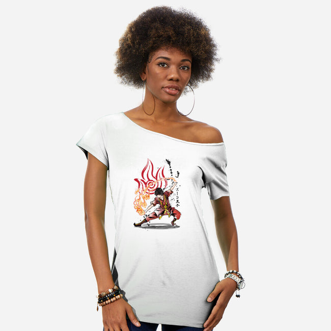 The Power of the Fire Nation-womens off shoulder tee-DrMonekers