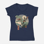 Jurassic Samurai-womens v-neck tee-vp021