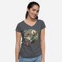 Jurassic Samurai-womens v-neck tee-vp021