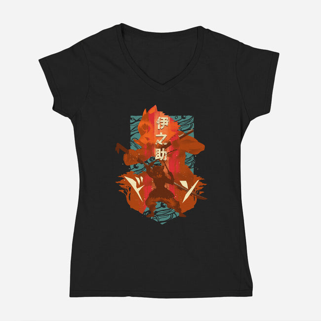 Boar Mask-womens v-neck tee-hypertwenty