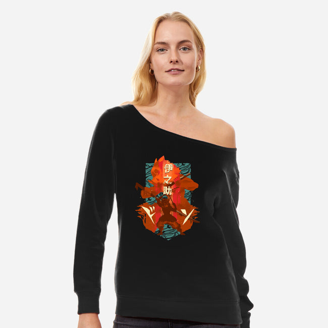 Boar Mask-womens off shoulder sweatshirt-hypertwenty