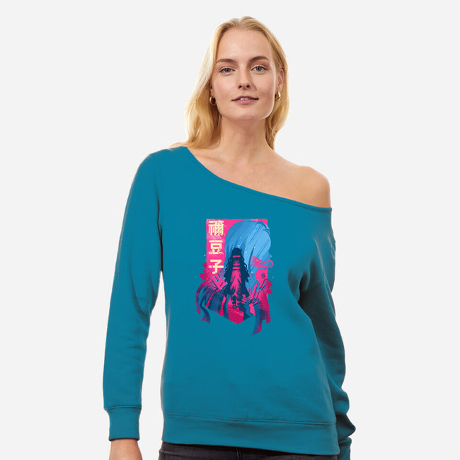 Demon Beauty-womens off shoulder sweatshirt-hypertwenty