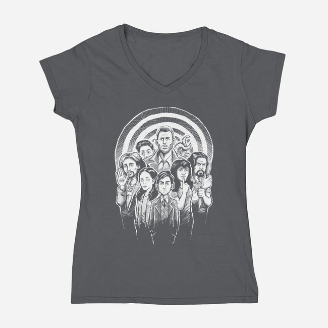 Weird Family-womens v-neck tee-Andriu