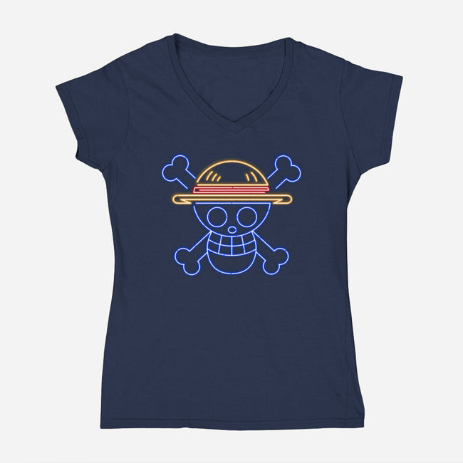 Neon Hat-womens v-neck tee-CoD Designs