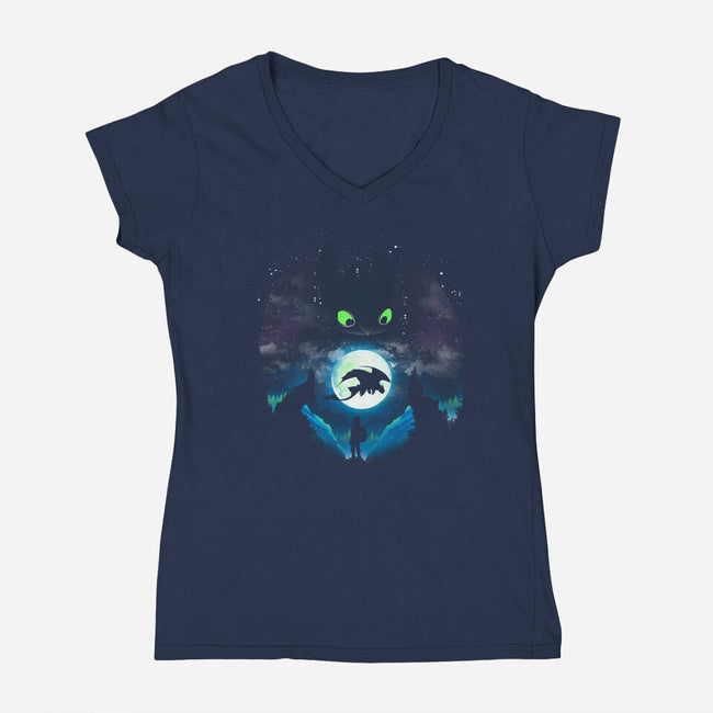 Adorable Dragon-womens v-neck tee-dandingeroz
