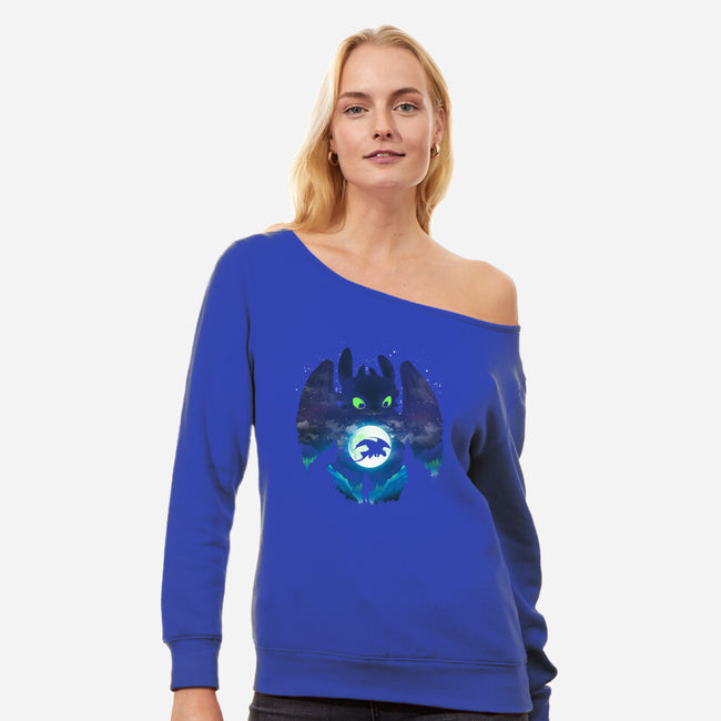Adorable Dragon-womens off shoulder sweatshirt-dandingeroz