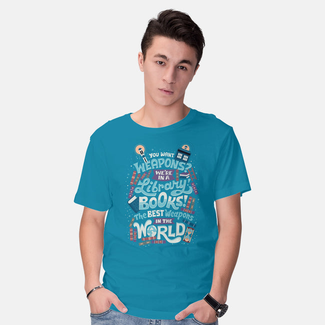 Books are the Best Weapons-mens basic tee-risarodil