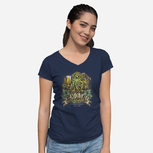Miskatonic Brewery-womens v-neck tee-Fearcheck