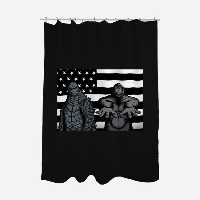 Monsteria-none polyester shower curtain-pigboom