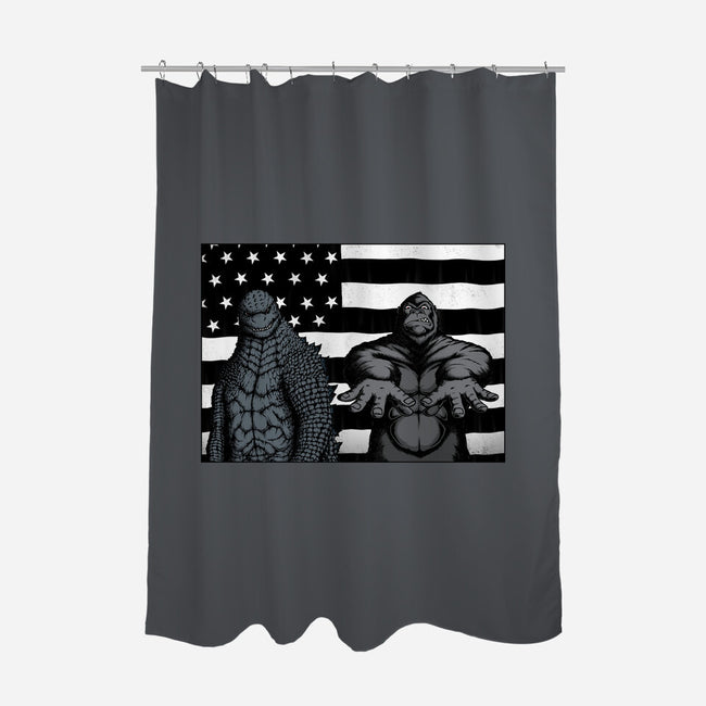 Monsteria-none polyester shower curtain-pigboom