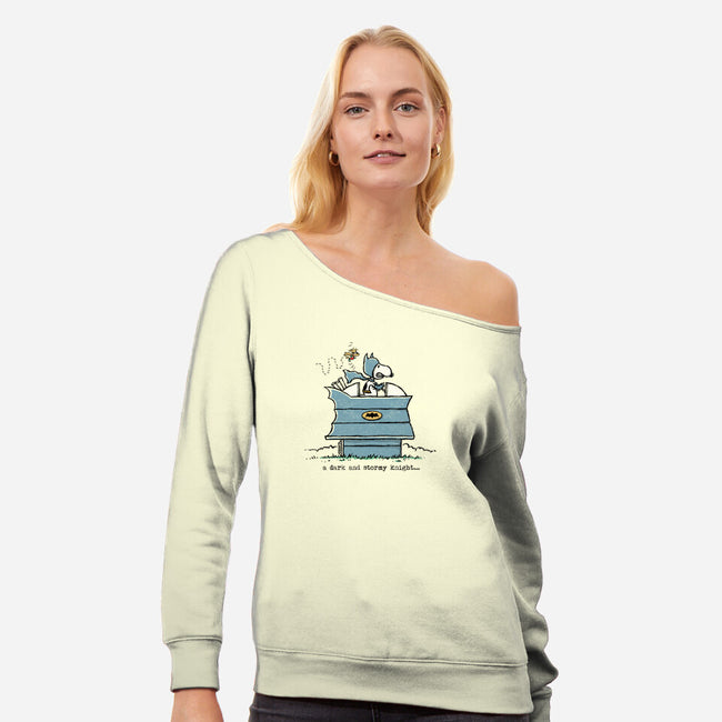 A Dark And Stormy Knight-womens off shoulder sweatshirt-kg07