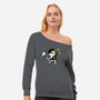 Banksy Crossing-womens off shoulder sweatshirt-theteenosaur