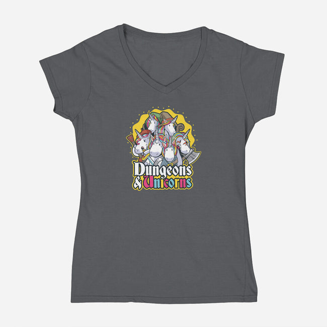 Dungeons and Unicorns-womens v-neck tee-T33s4U