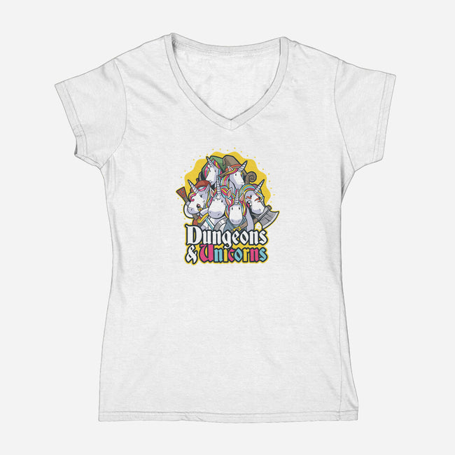 Dungeons and Unicorns-womens v-neck tee-T33s4U