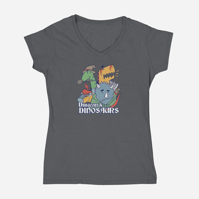 Dungeons and Dinosaurs-womens v-neck tee-T33s4U