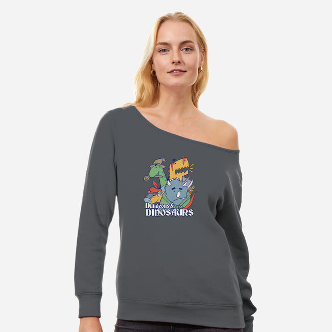 Dungeons and Dinosaurs-womens off shoulder sweatshirt-T33s4U