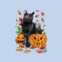 Cat Leaves and Pumpkins-none stretched canvas-DrMonekers