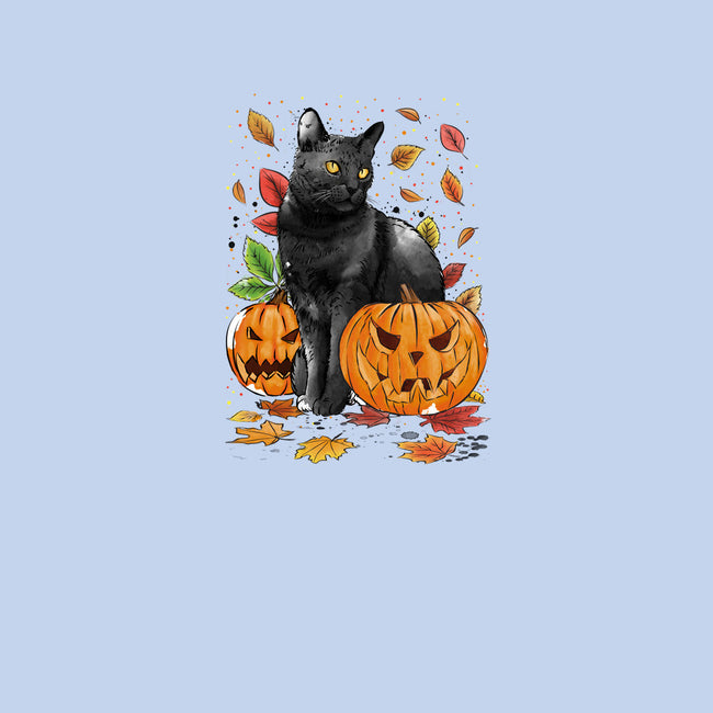Cat Leaves and Pumpkins-womens fitted tee-DrMonekers