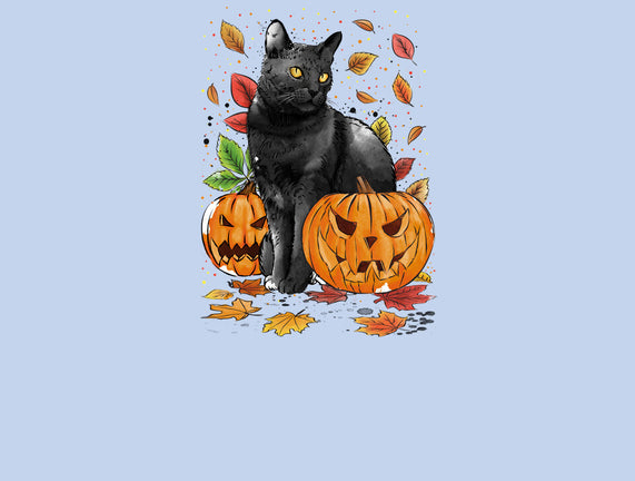 Cat Leaves and Pumpkins