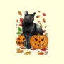 Cat Leaves and Pumpkins-none stretched canvas-DrMonekers