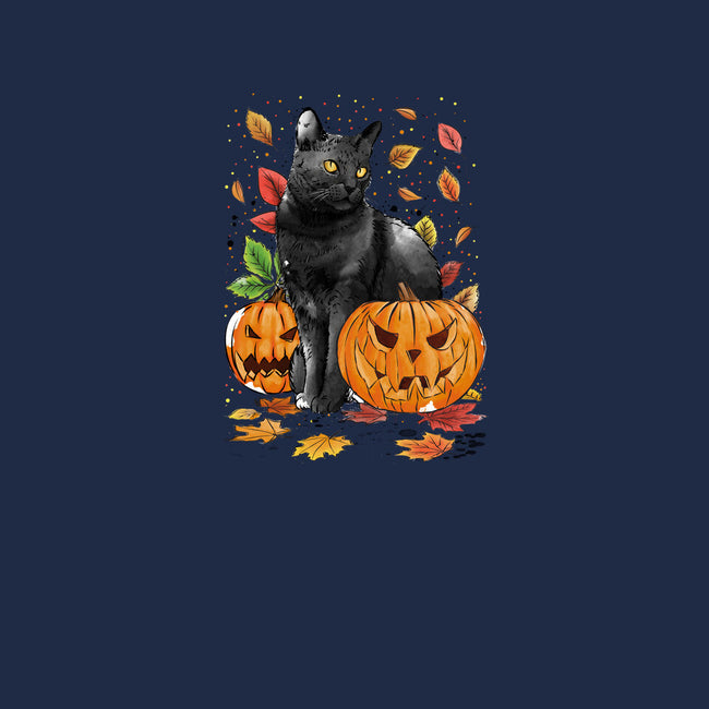 Cat Leaves and Pumpkins-womens off shoulder tee-DrMonekers