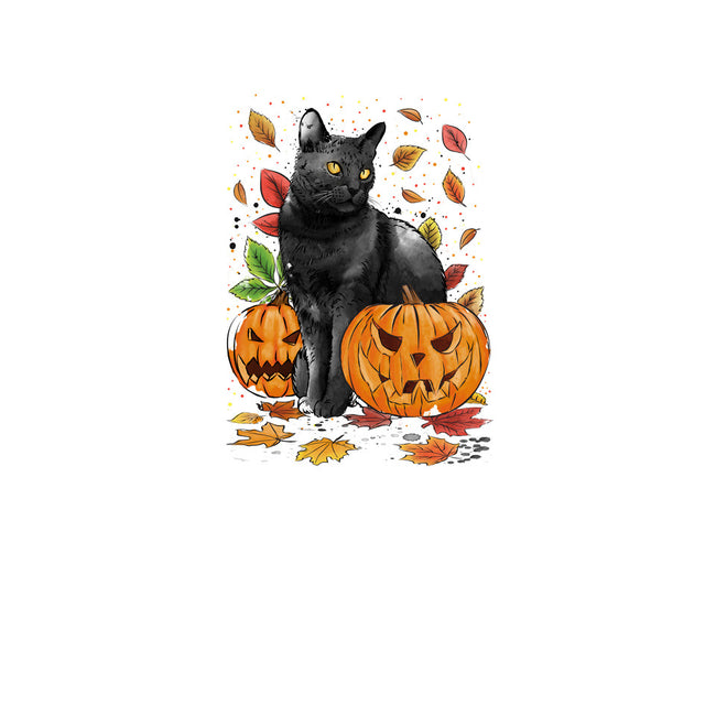 Cat Leaves and Pumpkins-unisex crew neck sweatshirt-DrMonekers