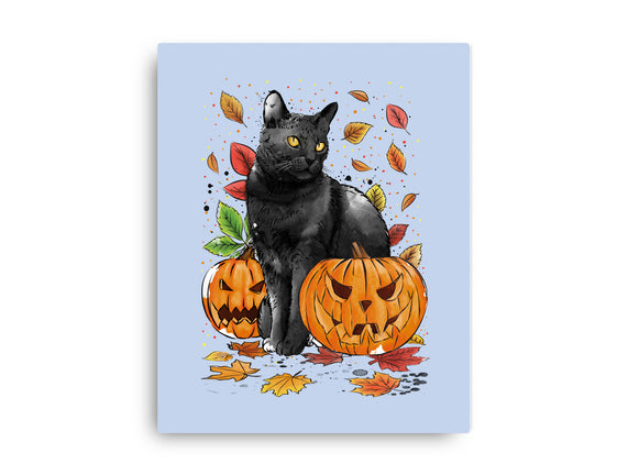 Cat Leaves and Pumpkins