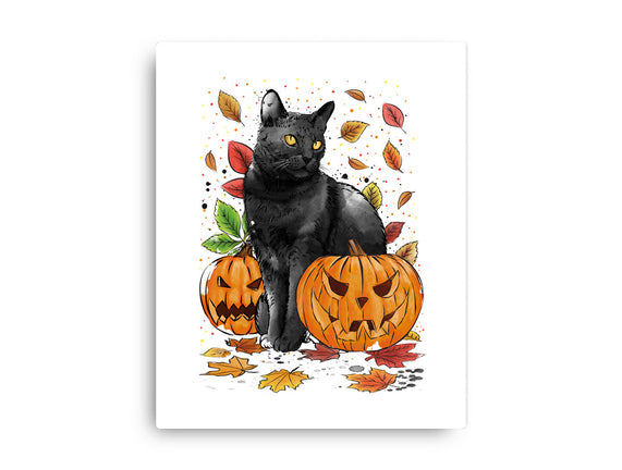 Cat Leaves and Pumpkins