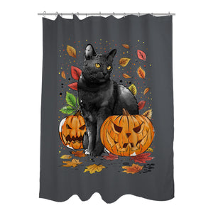 Cat Leaves and Pumpkins