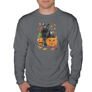Cat Leaves and Pumpkins