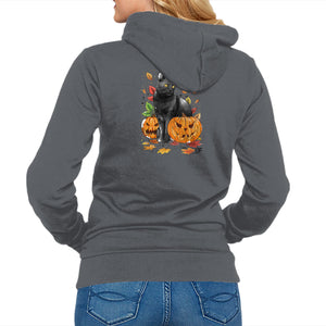 Cat Leaves and Pumpkins