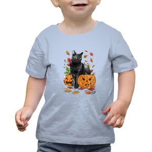 Cat Leaves and Pumpkins