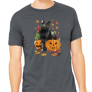 Cat Leaves and Pumpkins