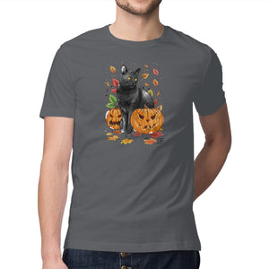 Cat Leaves and Pumpkins