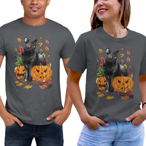 Cat Leaves and Pumpkins