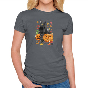 Cat Leaves and Pumpkins